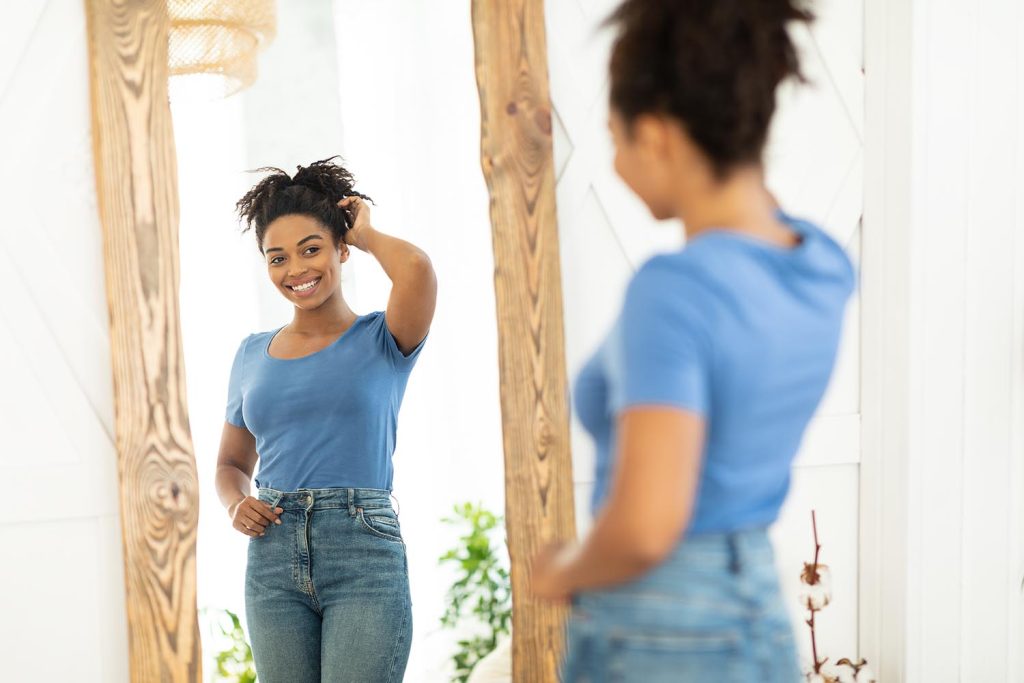 Woman admiring weight loss