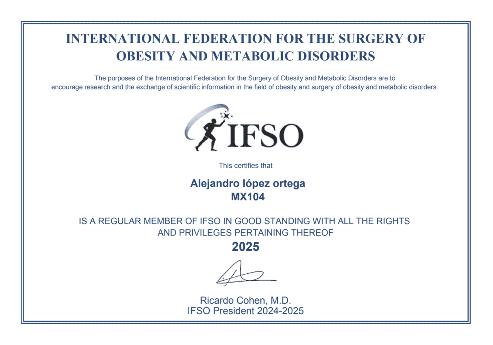 Certificado IFSO 2025